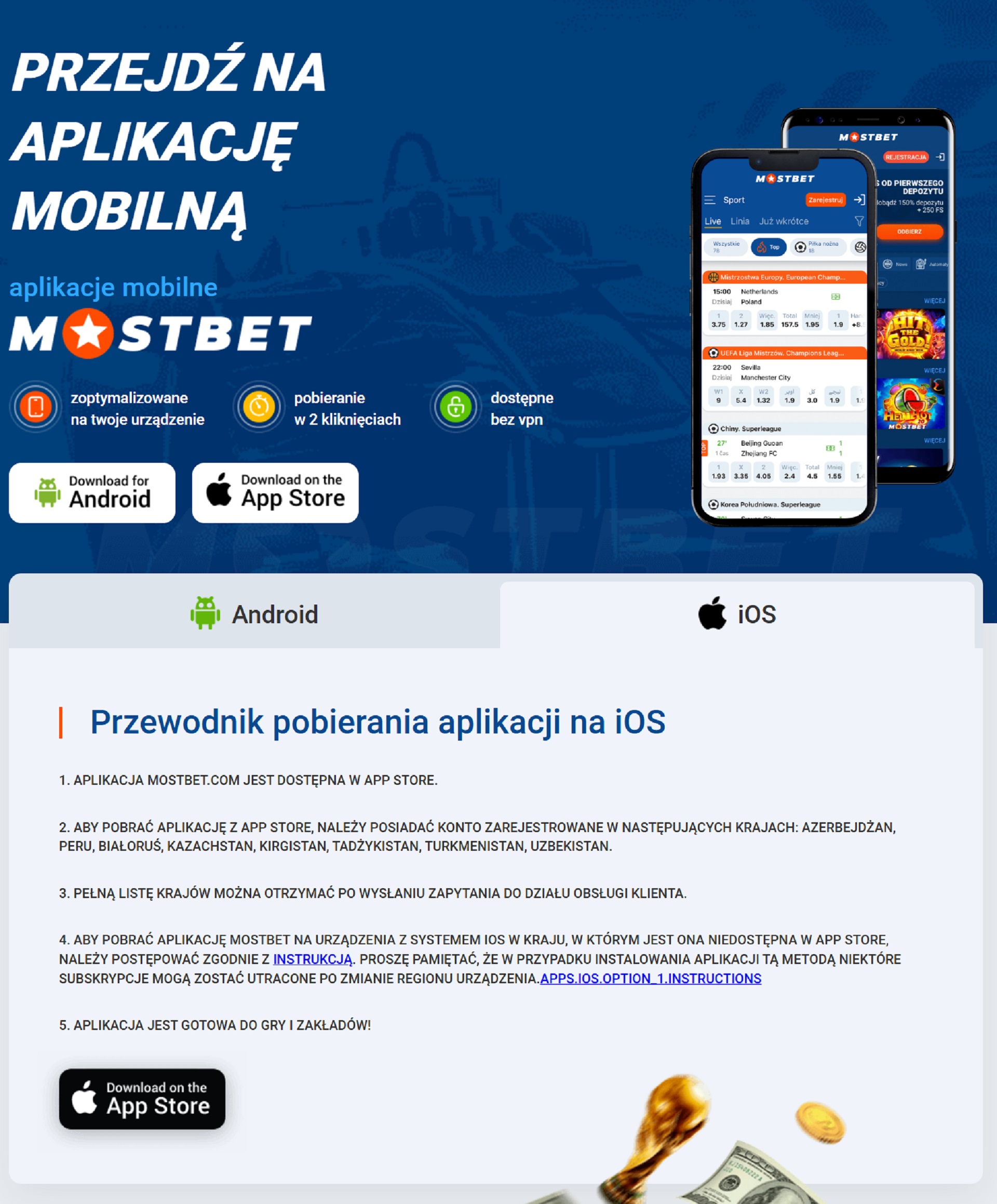 Aplikacja Mostbet Casino do pobrania na Androida i iOS w Polsce